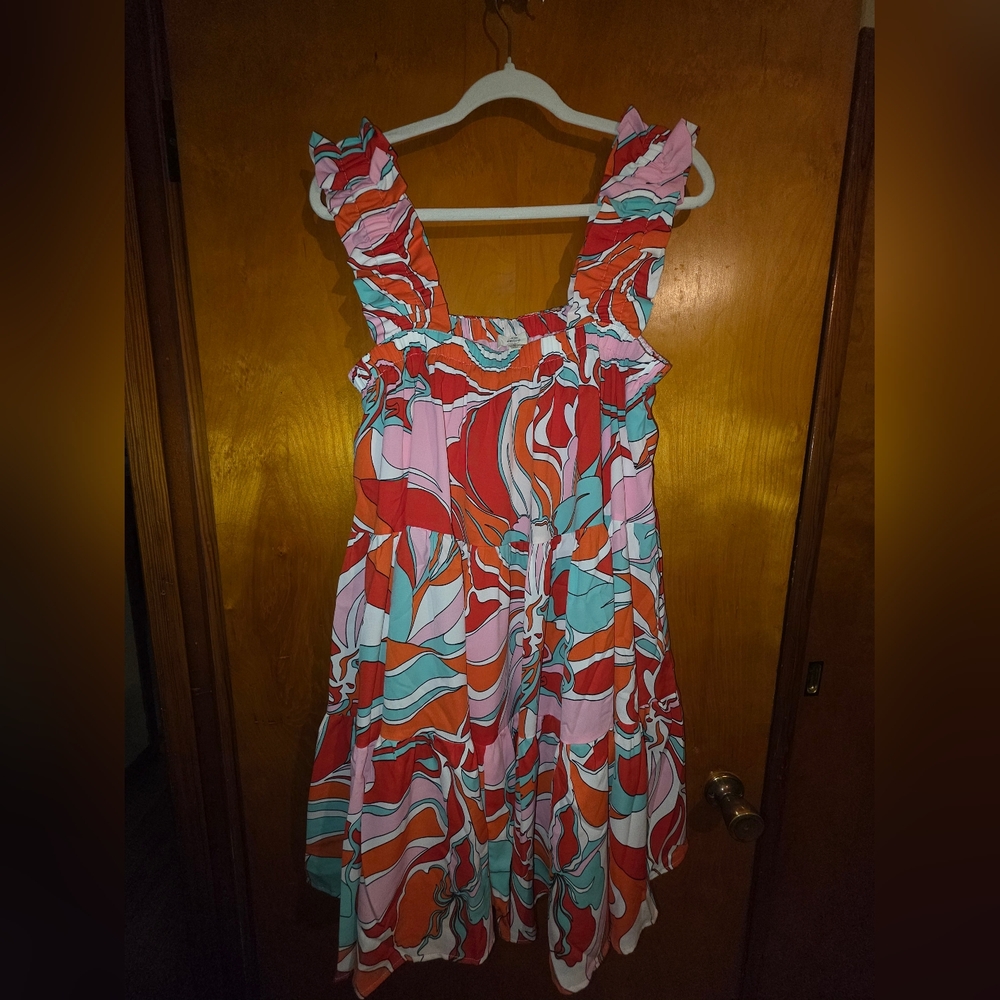 Entro NWOT Colorful Swirl Sundress with Wide Straps
